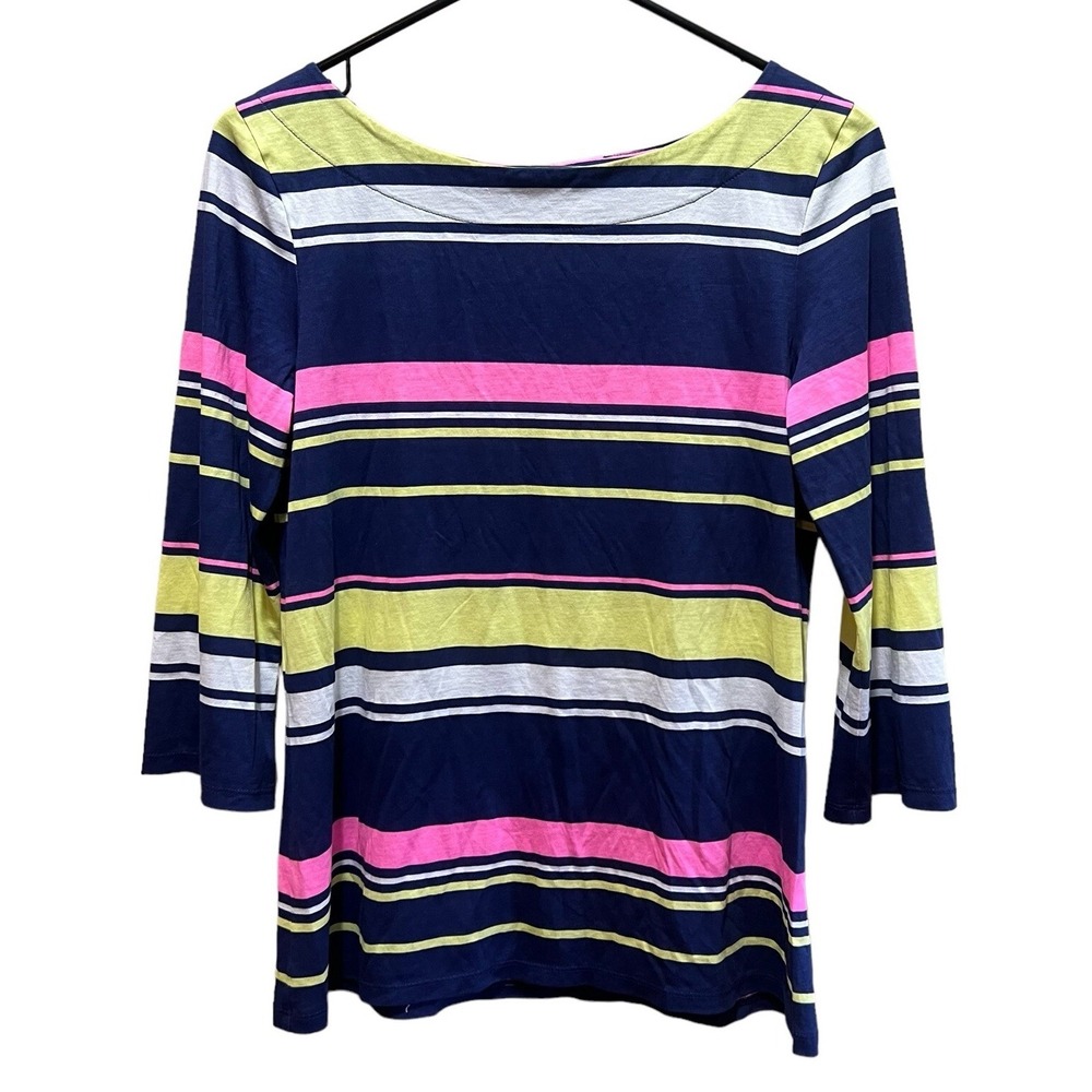 Lilly Pulitzer Women's Size Small Waverly Top 3/4 Length Sleeve Stripes EUC